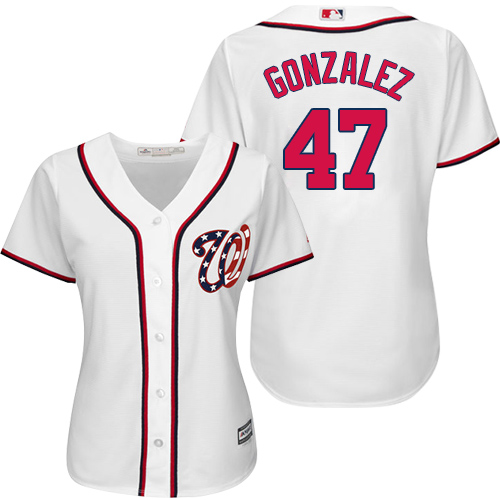 Nationals #47 Gio Gonzalez White Home Women's Stitched MLB Jersey